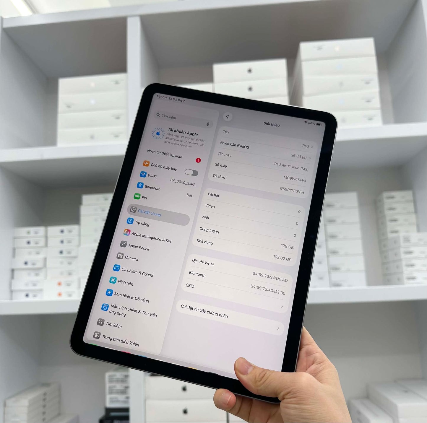 Ipad Air M3 128gb Màu xám   - Pin 100% sạc 16  lần - VKPFH
