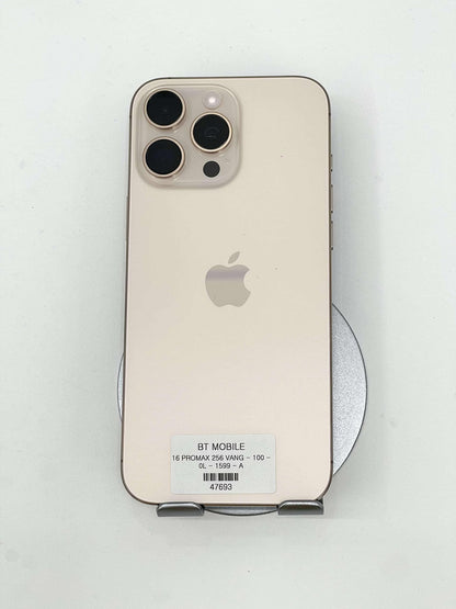 IPhone 16 ProMax 256gb Màu vàng, Pin zin 100%, Máy chưa sạc lần nào, Máy zin chưa qua thay sửa - 47693