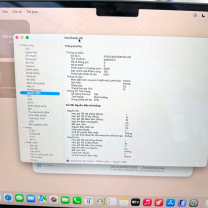 MacBook Air M2 bản 8GB/256GB Màu xanh đen - Pin 87% - C6XVC - A-