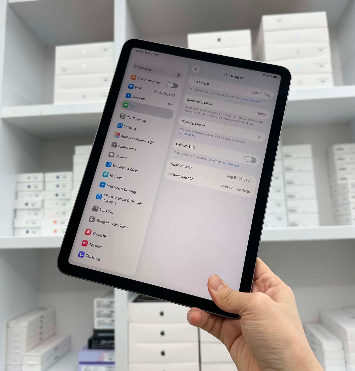 Ipad Air M3 128gb Màu xám   - Pin 100% sạc 16  lần - VKPFH