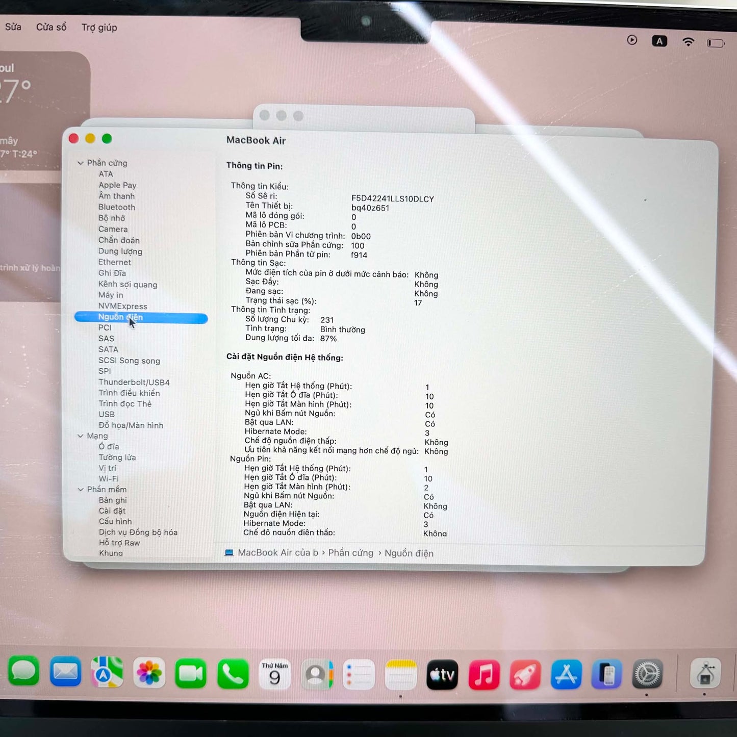 MacBook Air M2 bản 8GB/256GB Màu bạc - Pin 87% - MX554 - A-*