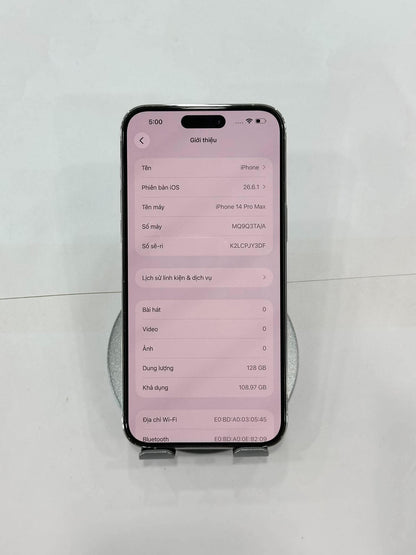 IPhone 14 ProMax 128GB Màu trắng - Thay Pin 100% - 15725 - A-* Teku