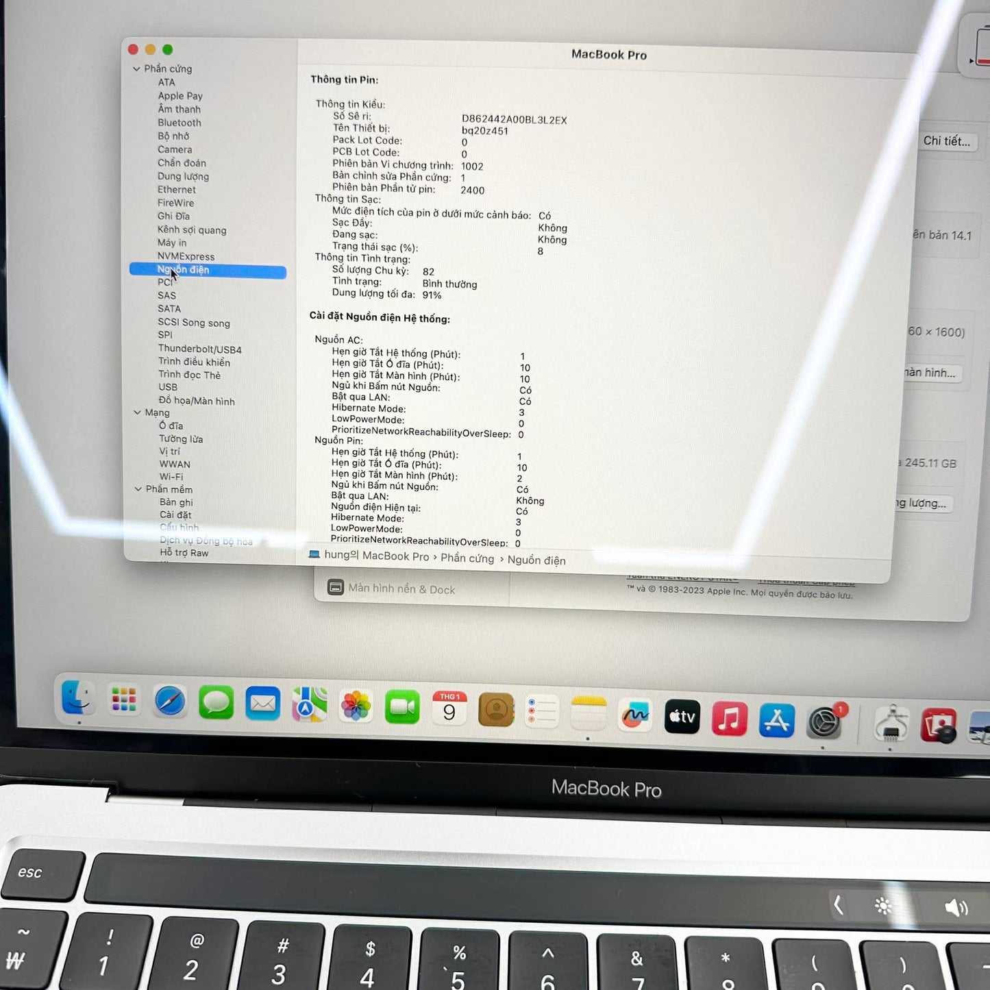 MacBook Pro M2 bản 8GB/256GB Màu Xám - Pin 91% - 30VHP