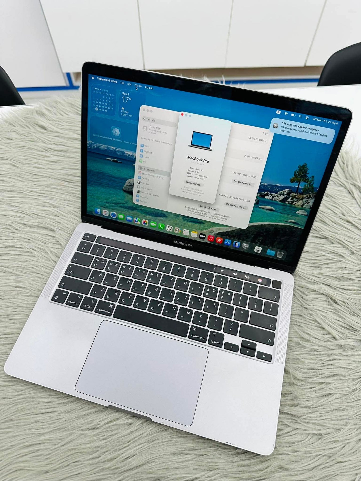 MacBook Pro M1 bản 8gb/256gb Màu xám - Pin 92% - Z6Q05D B* Teku