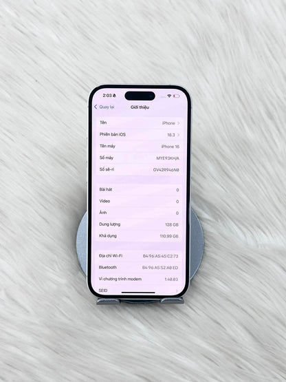 Iphone 16 128 Màu Trắng - Pin 100% sạc 1 lần - 18101/ 57778 Box TEKU