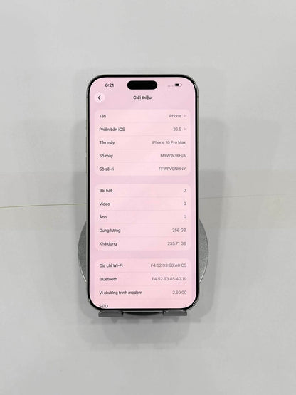 IPhone 16 ProMax 256gb Màu trắng - Pin 92% - 24200 - A-* Teku
