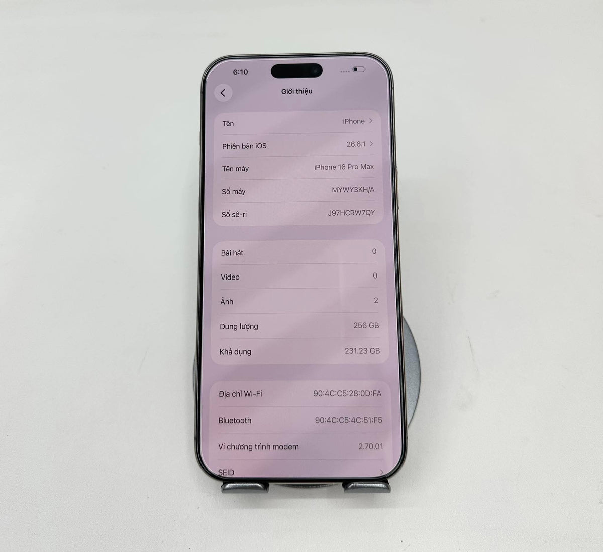 IPhone 16 Promax 256gb màu Titan - Pin 87% - 48664