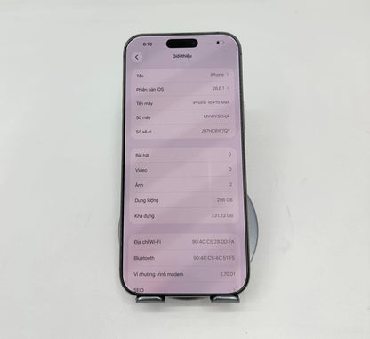 IPhone 16 Promax 256gb màu Titan - Pin 87% - 48664
