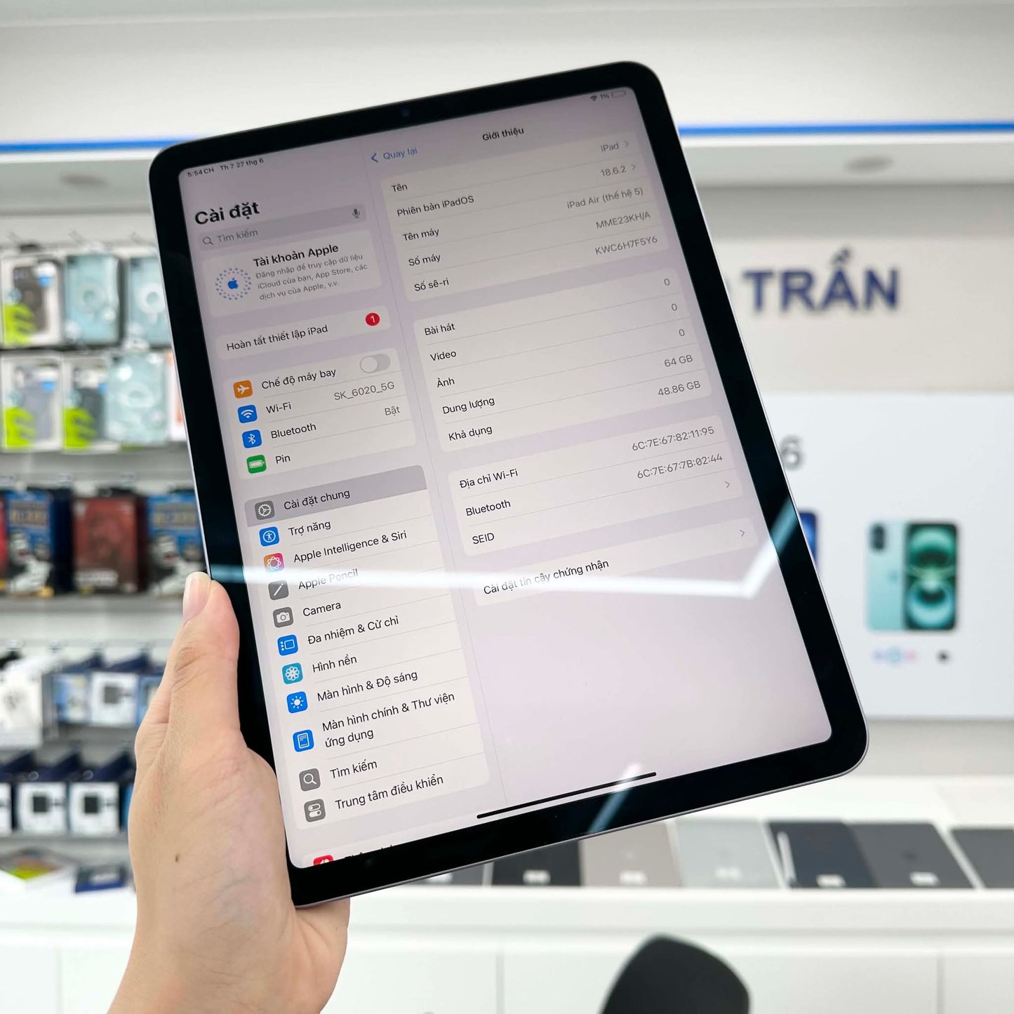 Ipad Air 5 64gb Màu Tím- Pin 82% - 7F5Y6 A-