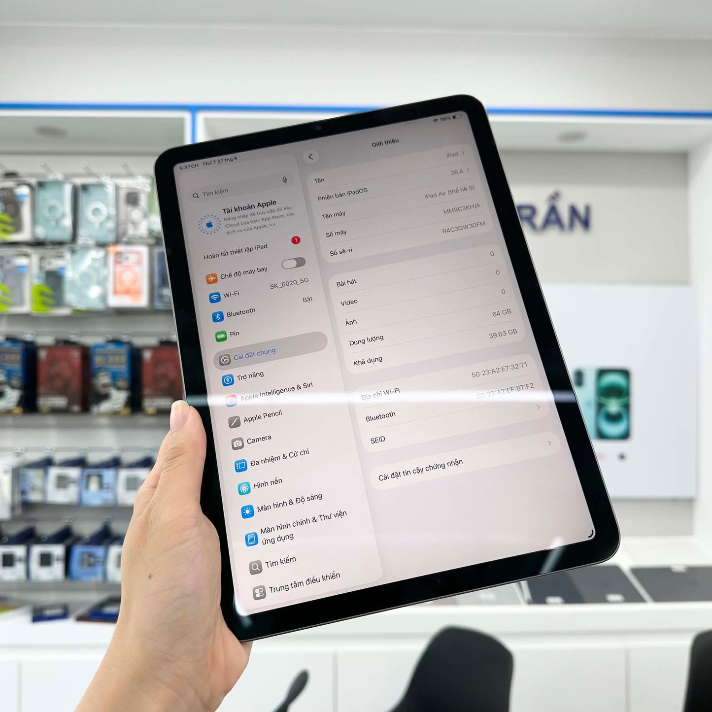 Ipad Air 5 64gb Màu Xám - Pin 88% - W30FM A-*