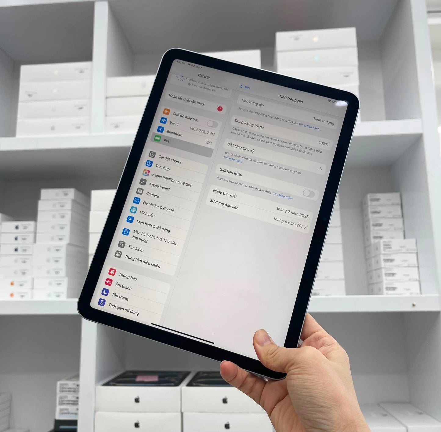 Ipad Air M3 256gb Màu blue - Pin 100% sạc 6 lần  - 6GR6H
