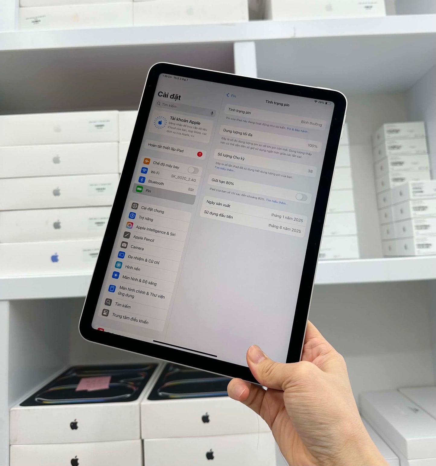 Ipad Air M3 128gb Màu starlight   - Pin 100% sạc 38 lần  -  77MH2