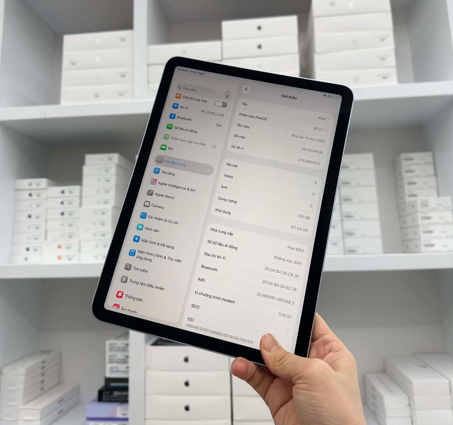 IPad Air 6 bản 128gbMàu Blue Bản Sim - Pin 96% - 6Y2H3
