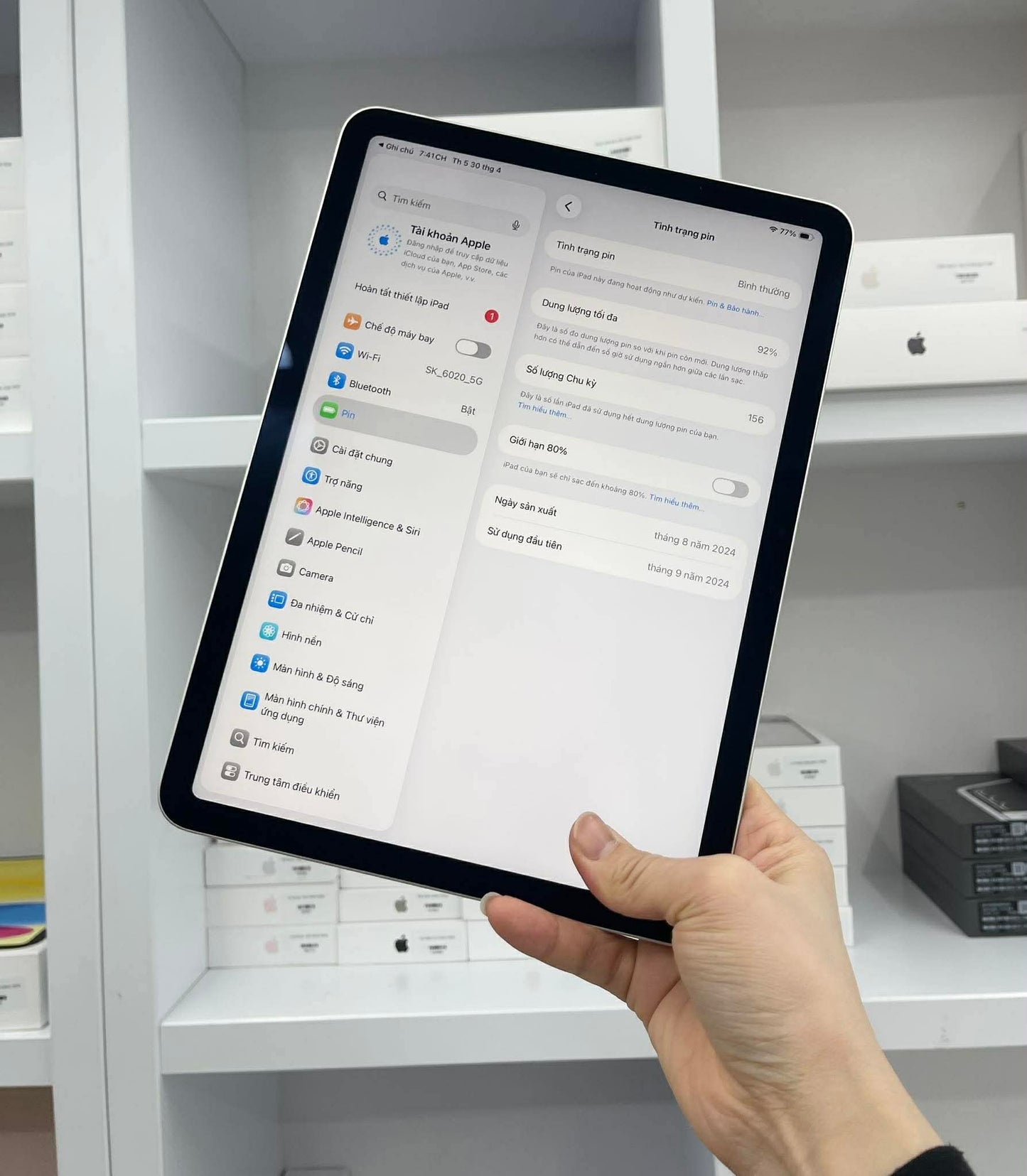 IPad Air 6 bản 128GB Màu Starlight - Pin 92% - WTGVV A-