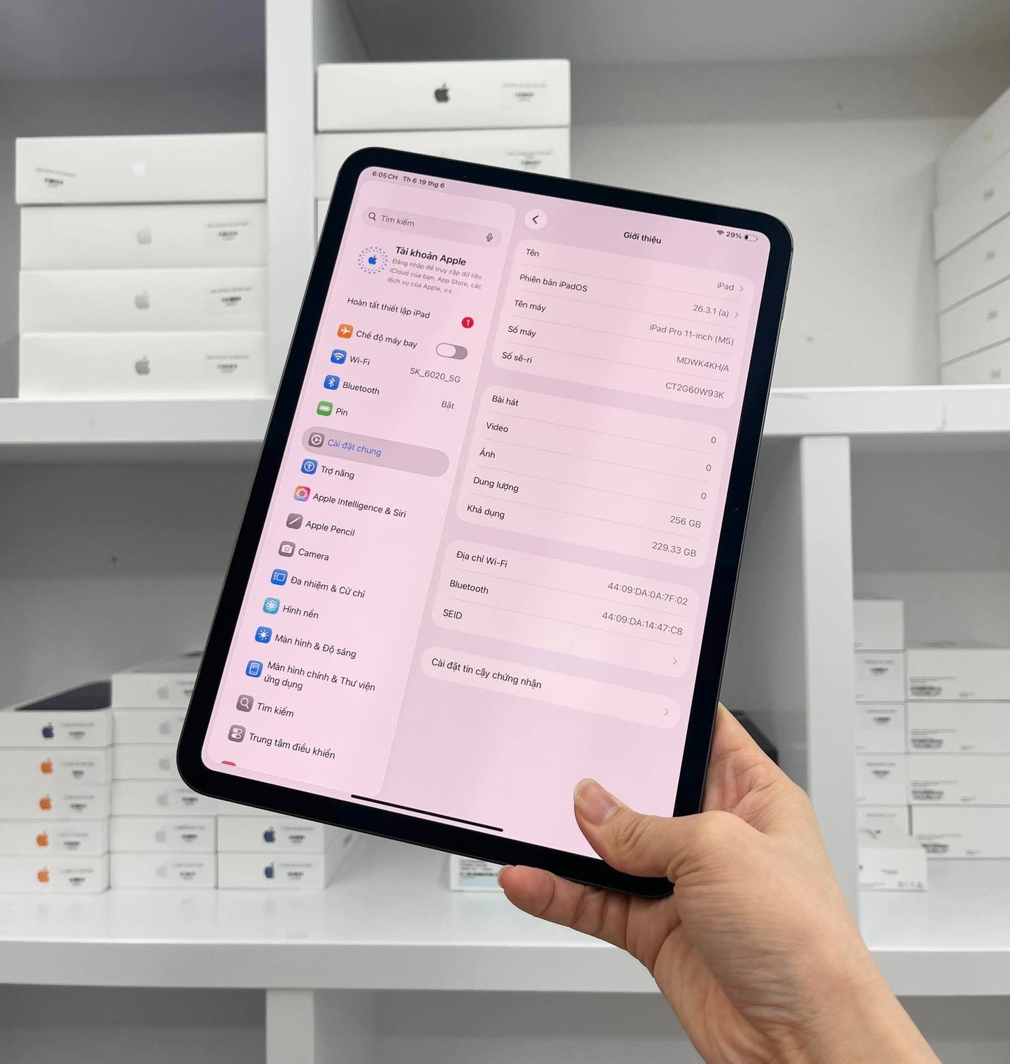 IPAD PRO M5 256 DEN - Pin 100% sạc 16 lần - 0W93K
