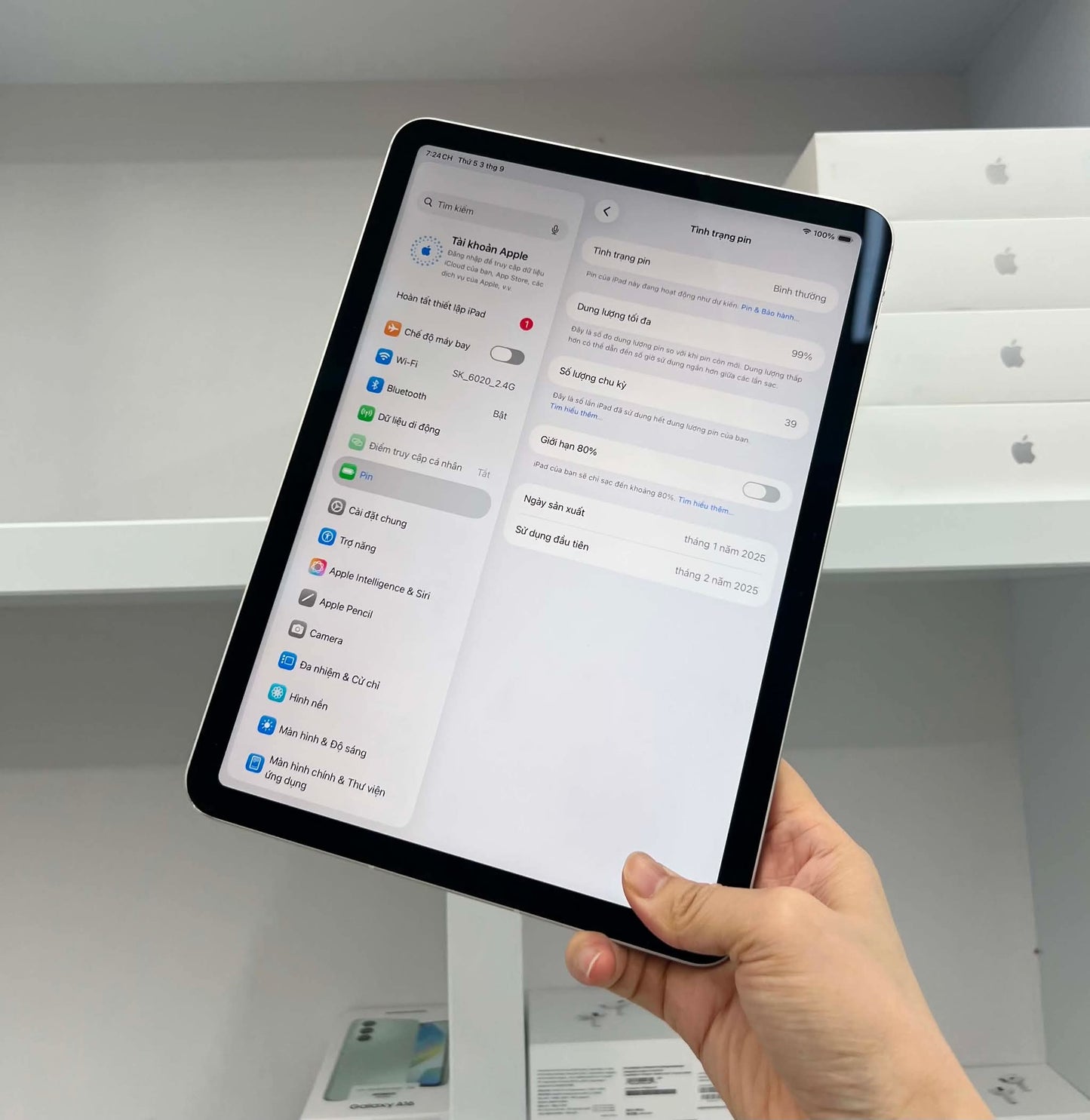 IPad Air 6 bản 128GB Màu Starlight - Pin 99% -V4PQY - a-