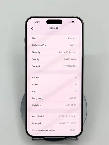 IPhone 15 Promax 512gb Màu Trắng - Pin 100% - 53616