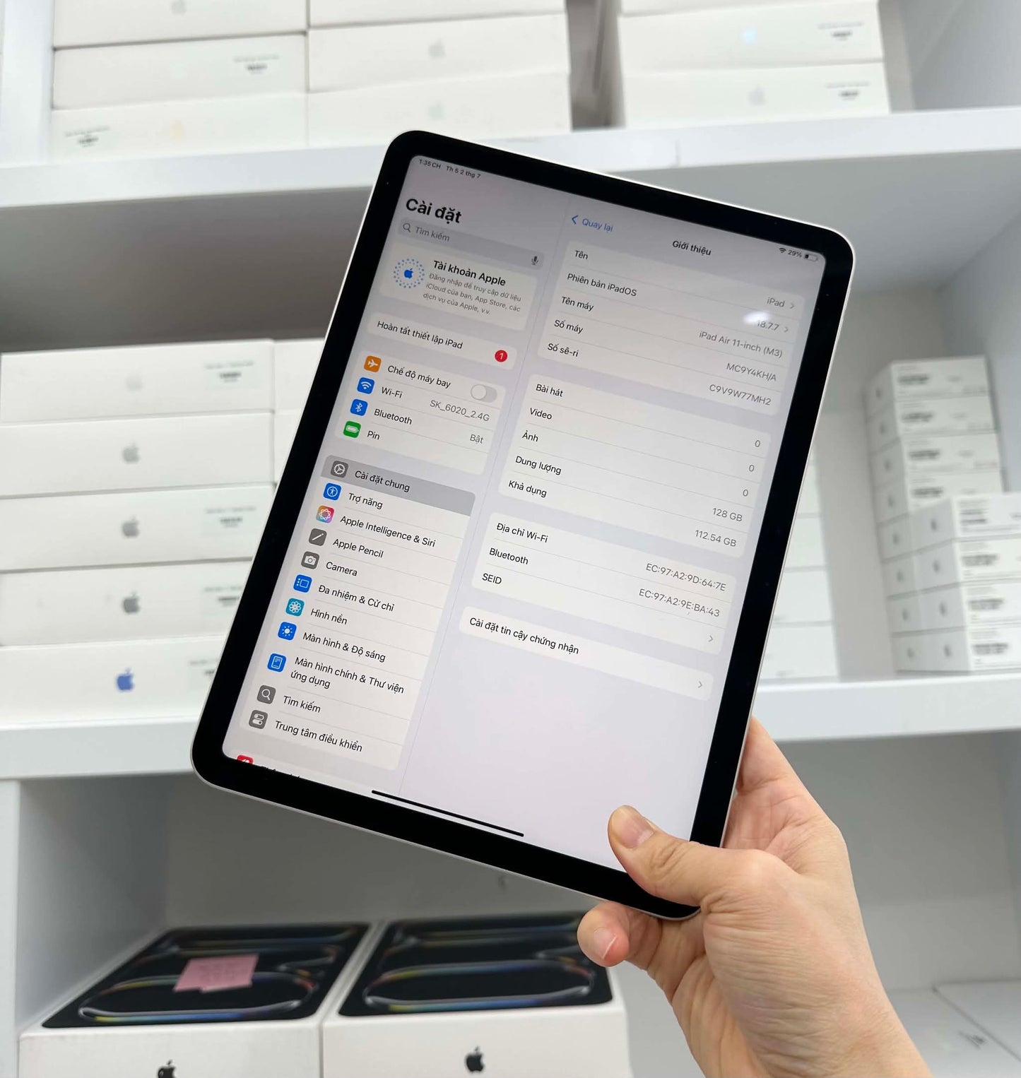 Ipad Air M3 128gb Màu starlight   - Pin 100% sạc 38 lần  -  77MH2