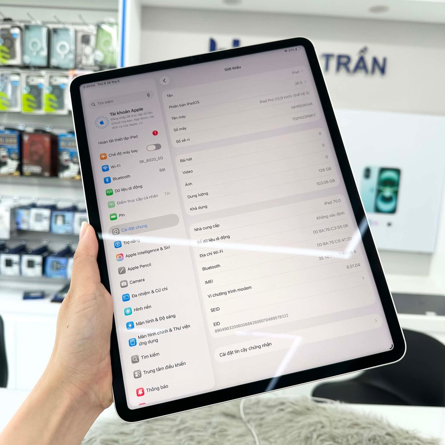 IPad Pro M1 bản 128gb Màu bạc 12.9 inch - Pin 86% - 2R9KY