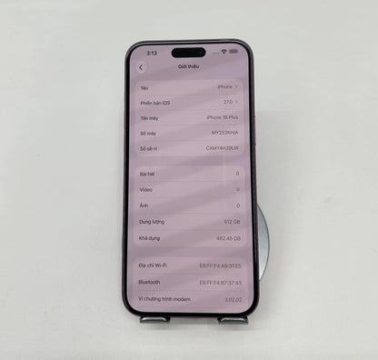 IPhone 16 Plus 512gb Màu hồng - Pin 100% - 38974 - a-