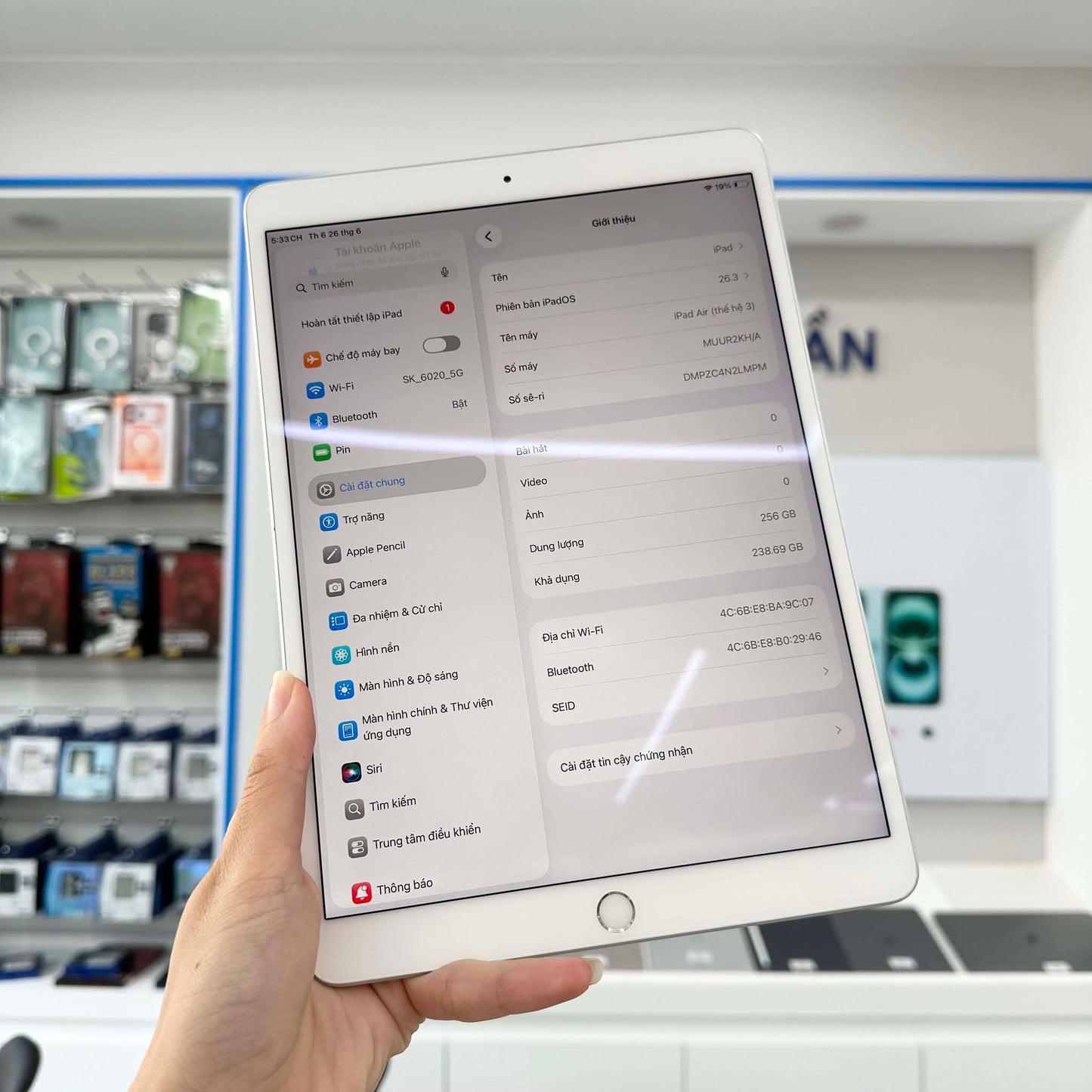 IPad Air 3 256gb Bạc - Pin 97% - 2LMPM A-*