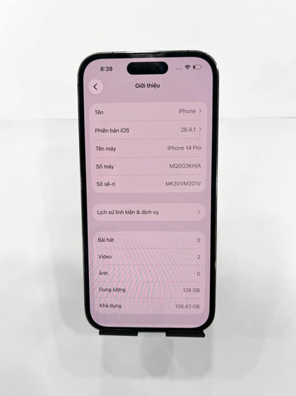 IPhone 14 Pro 128GB Màu tím - Pin thay mới 100% - 23827 - A-* Busan