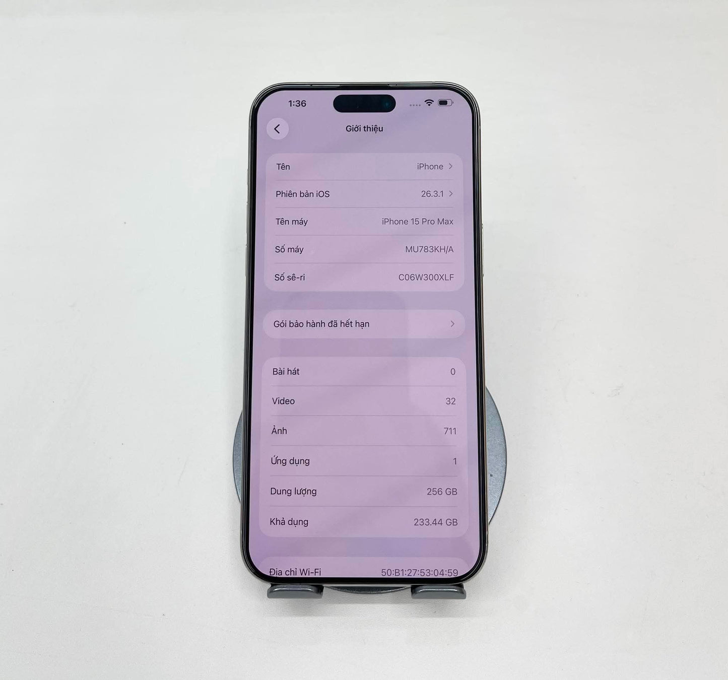 IPhone 15 Promax 256gb Màu Trắng - Pin 87% - 11833 A-*