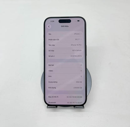 IPhone 15 Pro 256gb Màu đen Refo - Pin 100% sạc 8 lần - 02625