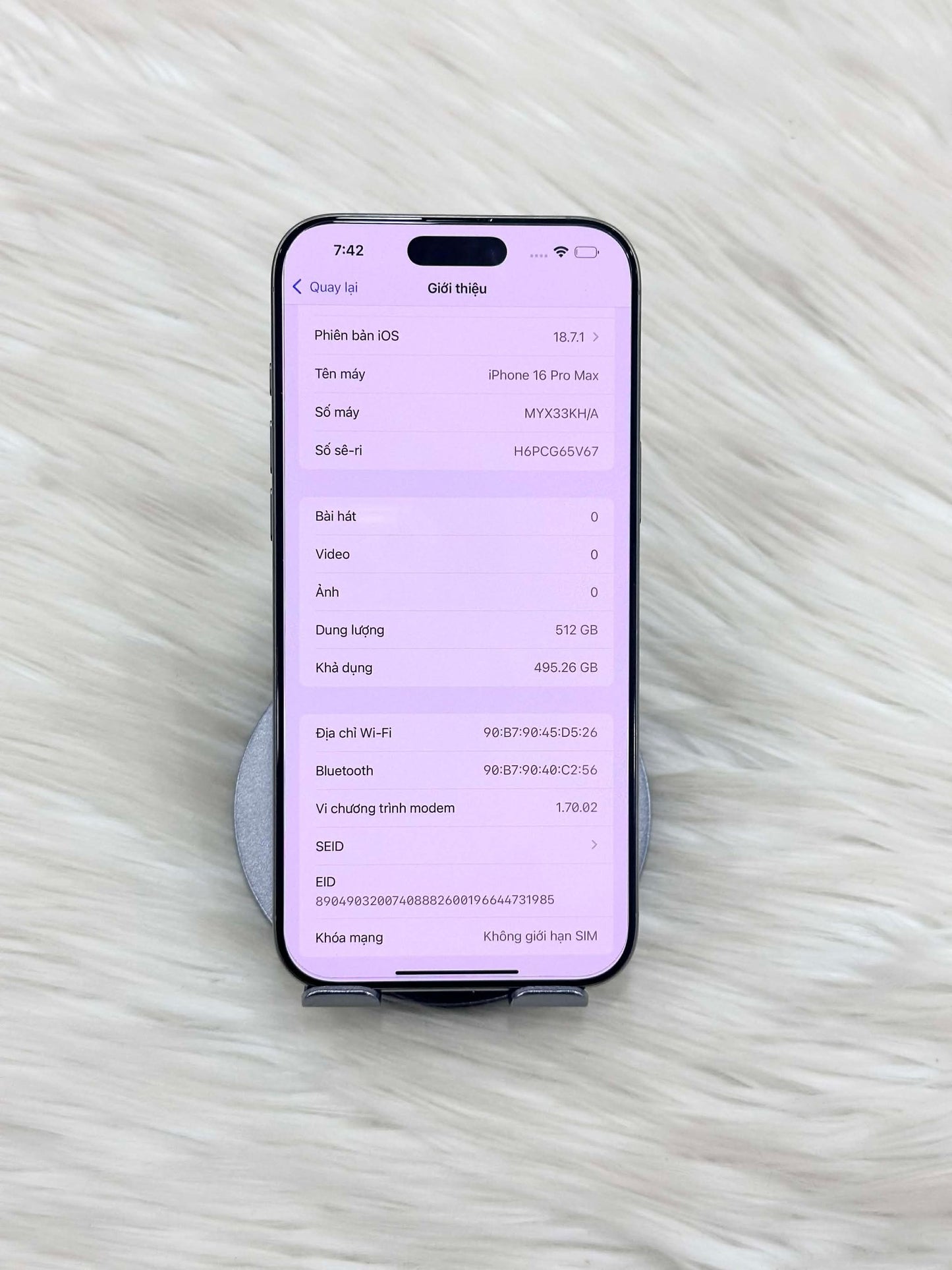 IPhone 16 ProMax 512GB Màu Titan - Pin 94% - 39006 TEKU