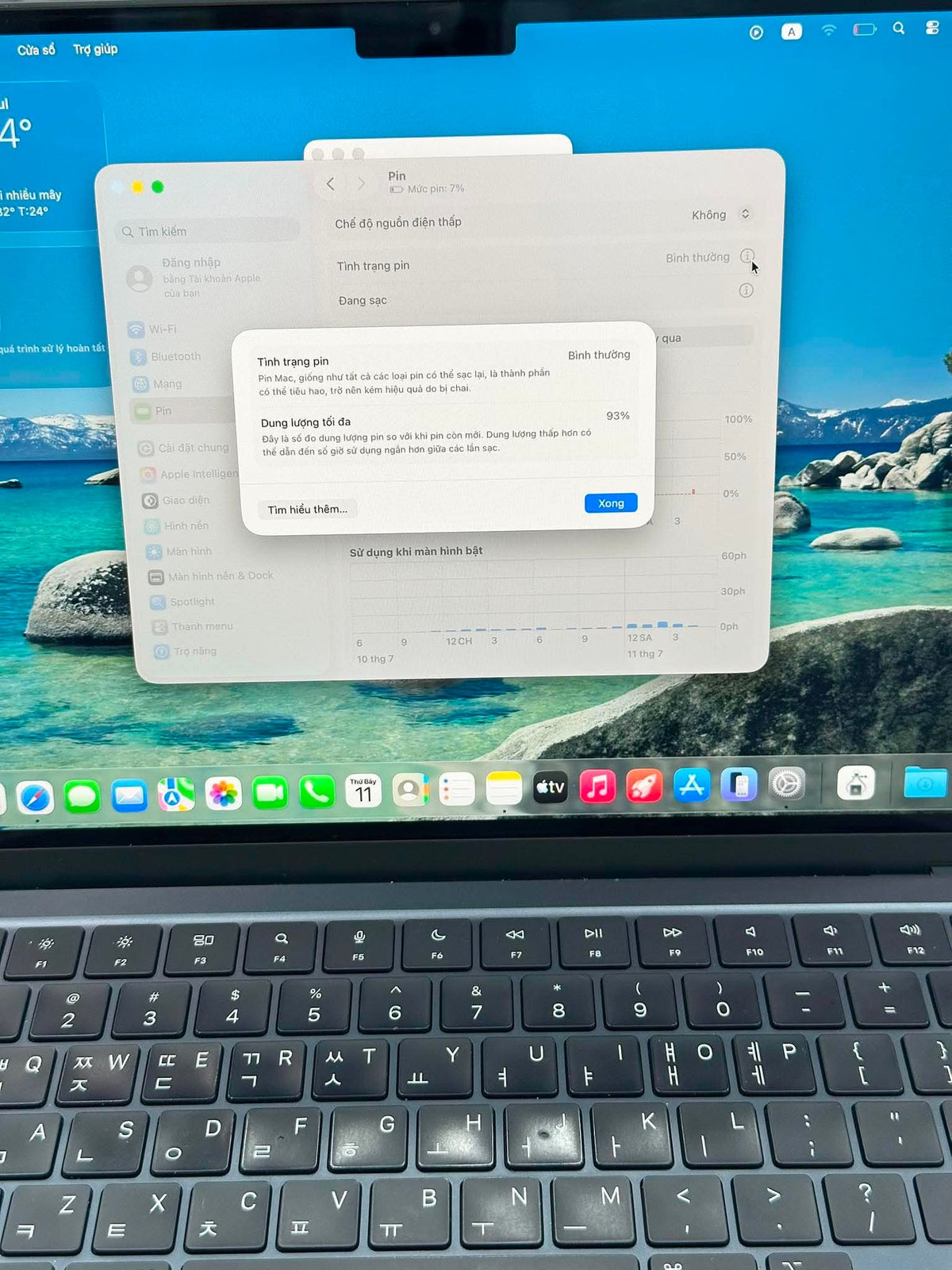 MacBook Air M2 bản 8GB/256GB Màu xanh đen - Pin bình thường -  YQXGC - A-* Teku
