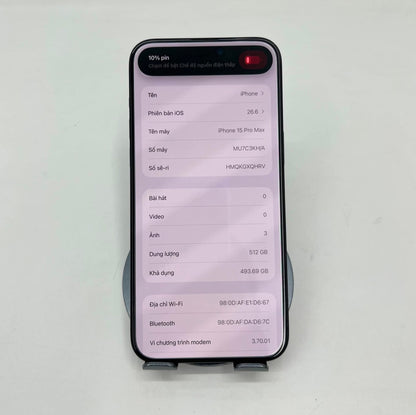 IPhone 15 Promax 512gb Màu đen - Pin 83% - 54057 - a-
