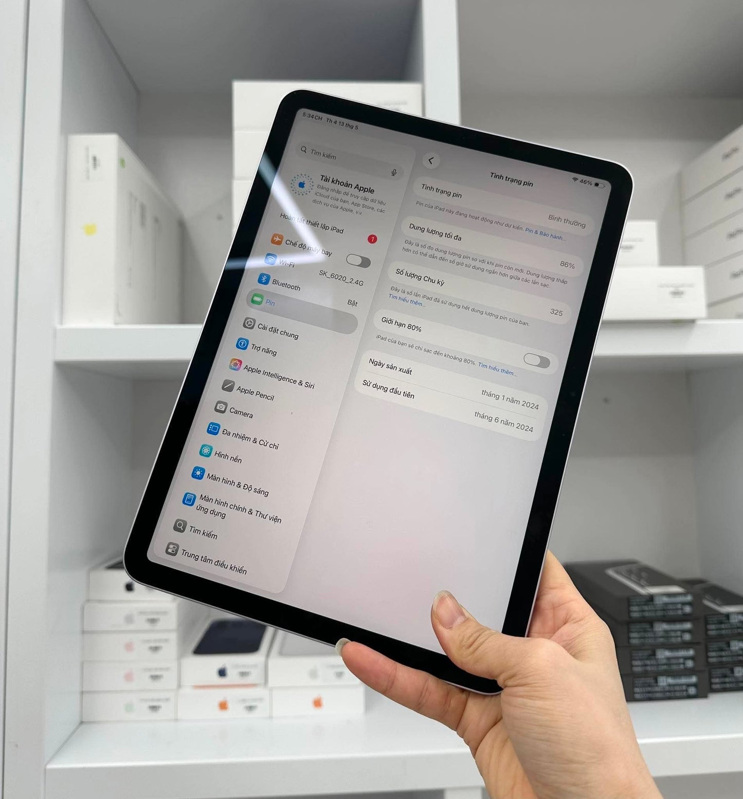 IPad Air 6 bản 128gb Màu Tím - Pin 86% - PL2HW