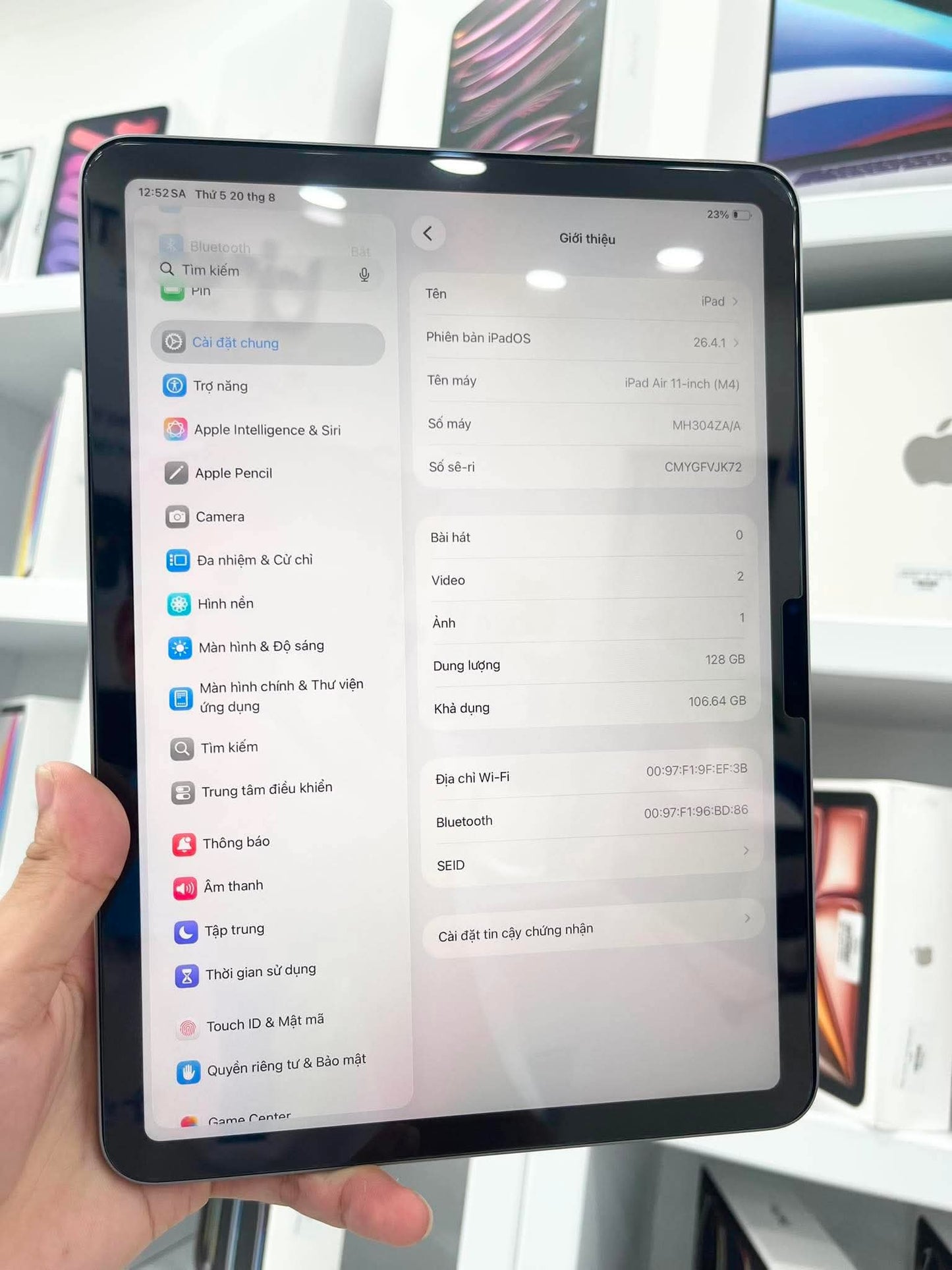IPad AIR M4 128 xám - pin 100% sạc 8 lần - VJK72 - A-* Busan