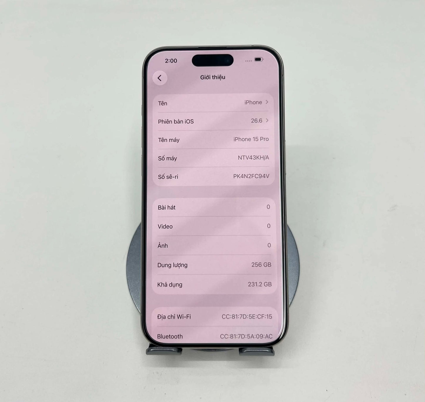 IPhone 15 Pro 256gb Màu trắng, Pin zin 100% sạc 25 lần- 67124