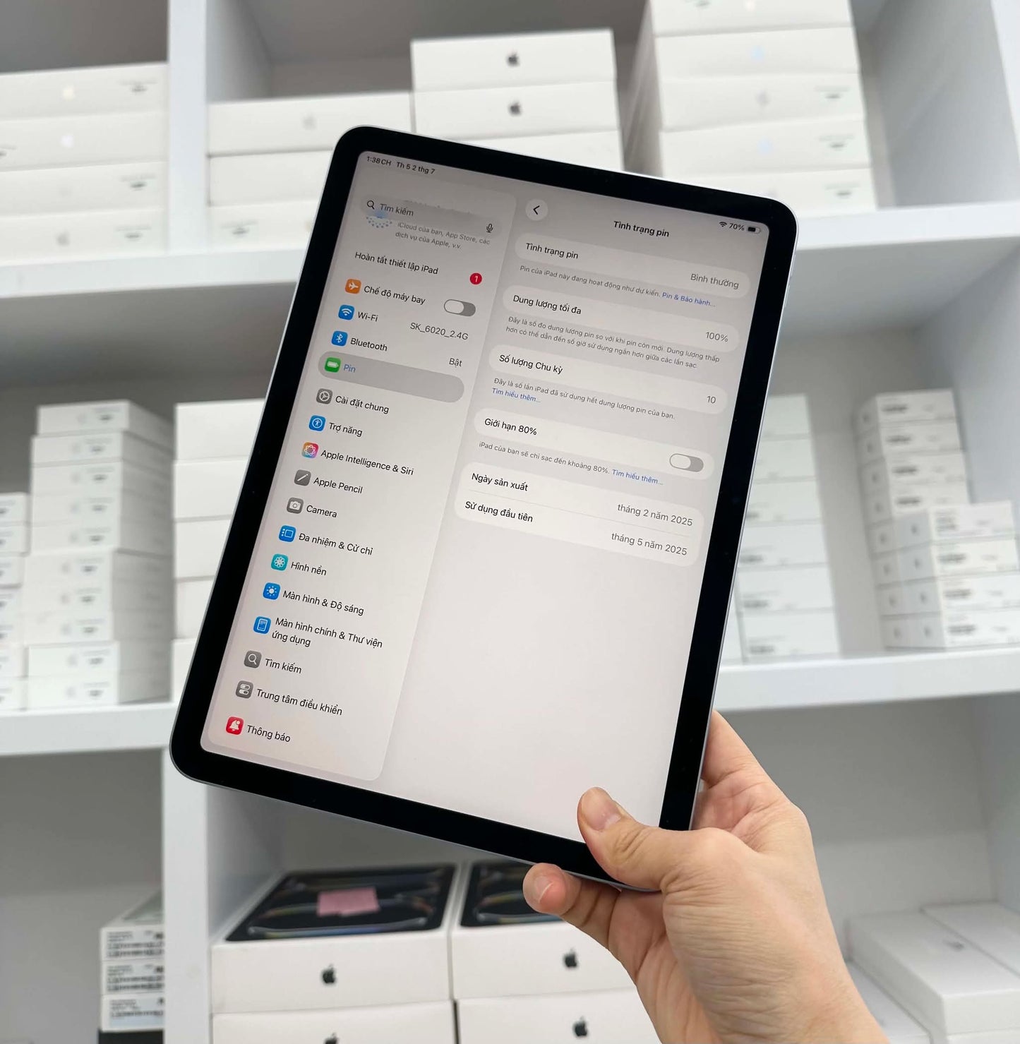 Ipad Air M3 128gb Màu blue   - Pin 100% sạc 9  lần - 3GHGX
