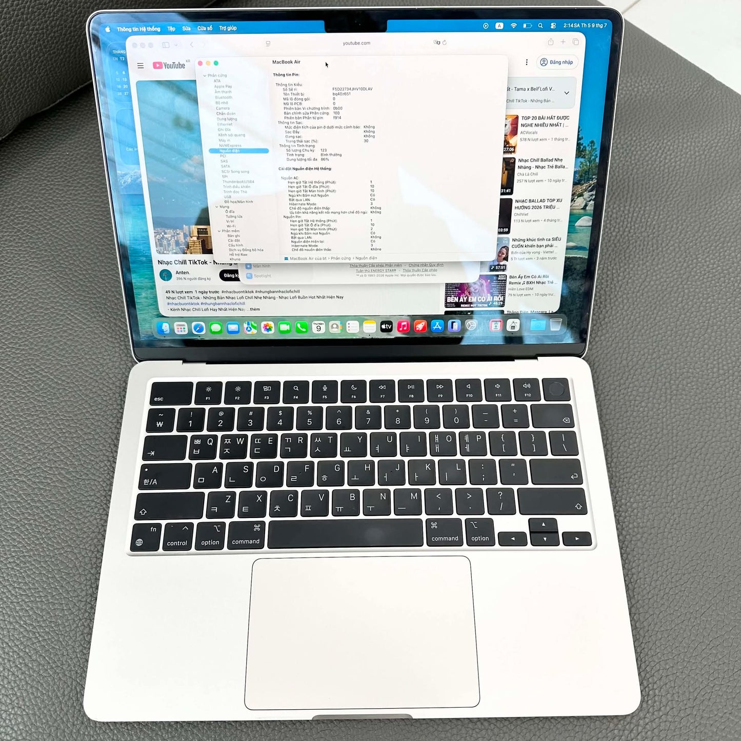 MacBook Air M2 bản 8gb/256gb Màu Starlight - Pin 86%  - 35MW9 - A-*