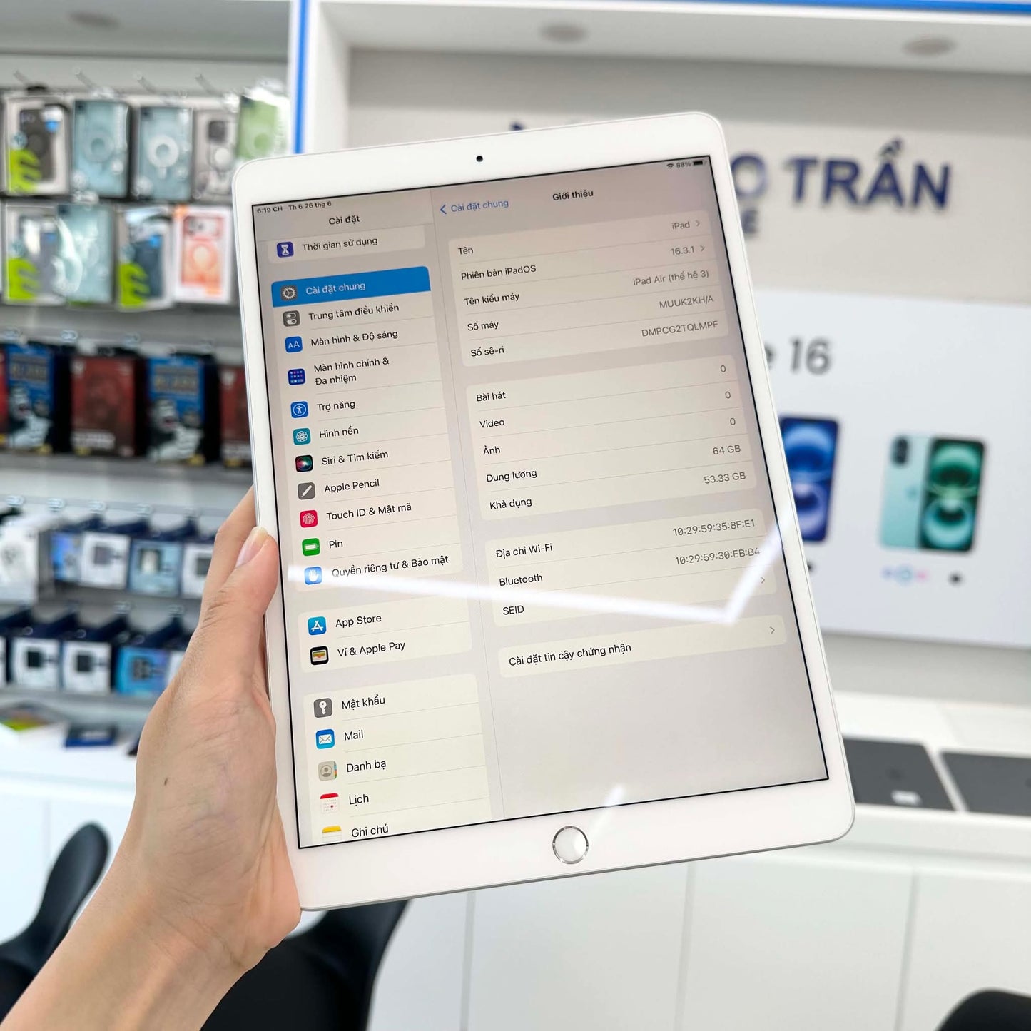 IPad Air 3 64gb Bạc - Pin 86% - TQLMPF A-*