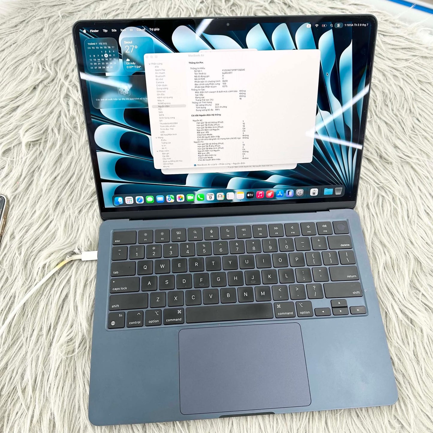 MacBook Air M2 bản 8GB/256GB Màu xanh đen - Pin 88%  - 41QL9 - A-