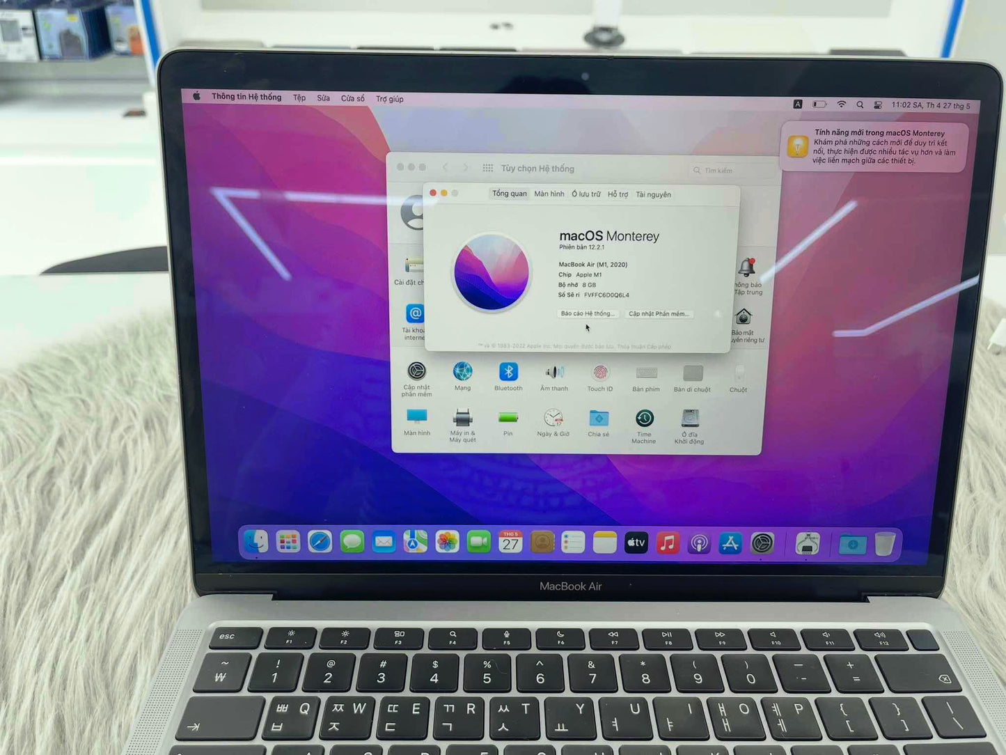 MacBook Air M1 bản 8gb/256gb Màu Xám - Pin 91% - 0Q6L4 A-*