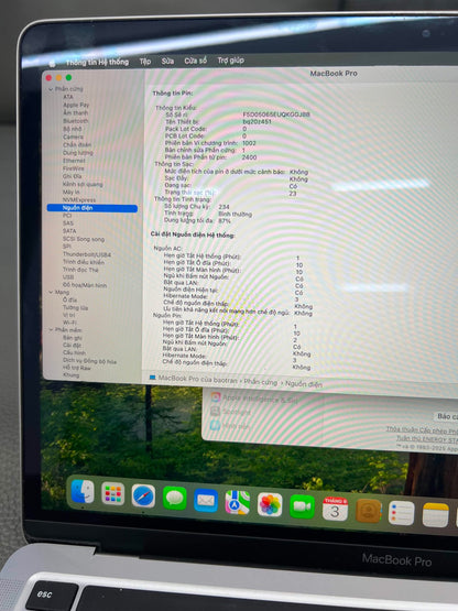 MacBook Pro M1 bản 8gb/256gb Màu xám - Pin 87% - AQ05D _ a-