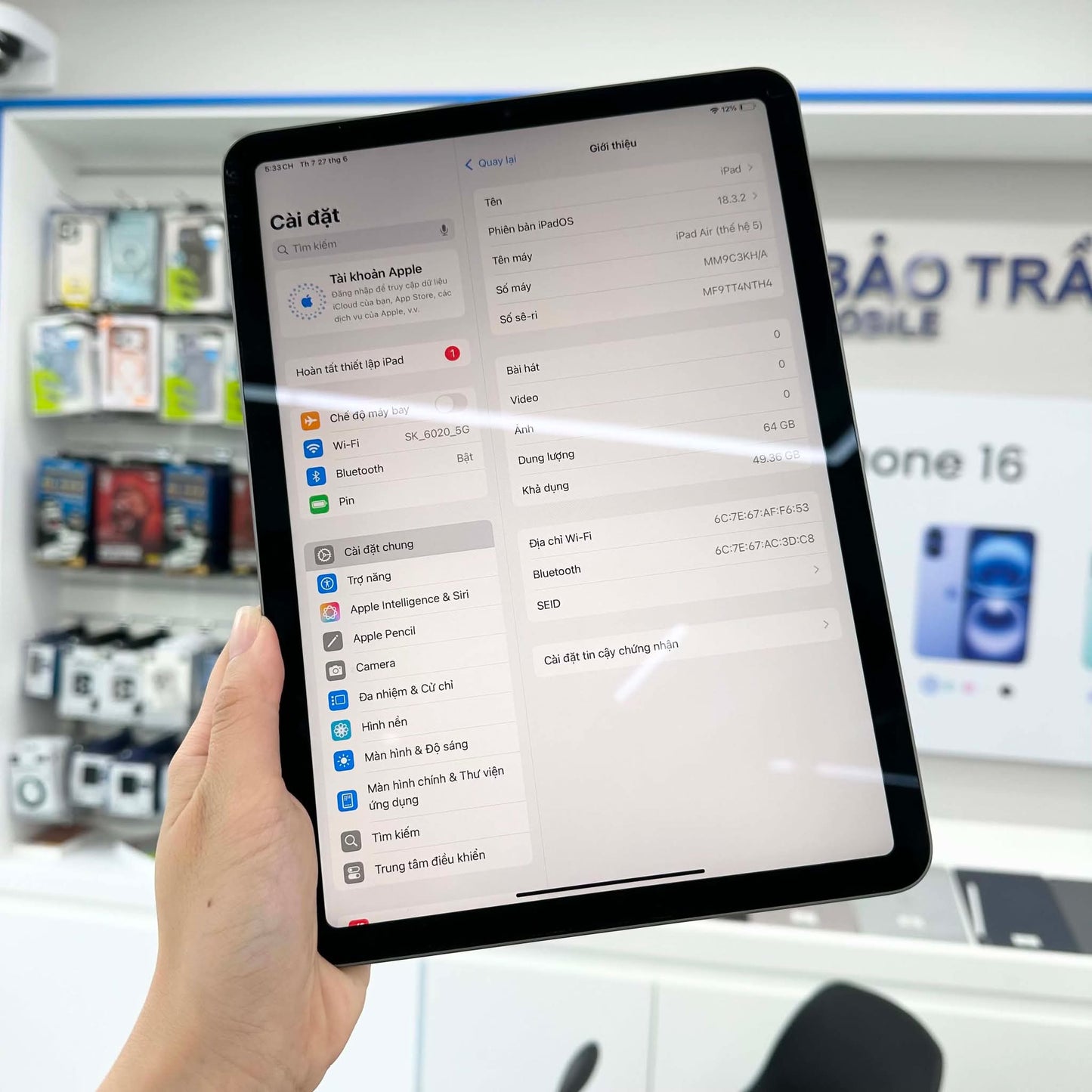 Ipad Air 5 64gb Màu Xám - Pin 95% - 4NTH4