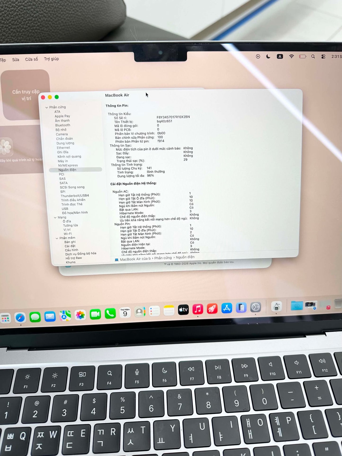 MacBook Air M2 8gb/256gb Màu Xám, Pin 96 - 434GW - A-