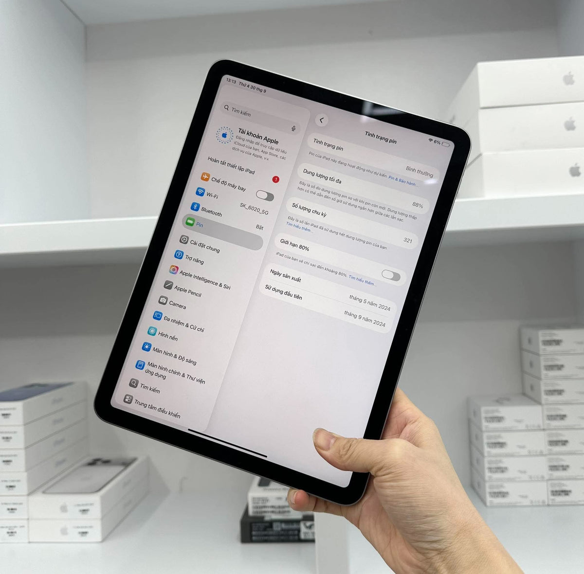 IPad Air 6 bản 128GB Màu xám - pin 88% - XNHQ7