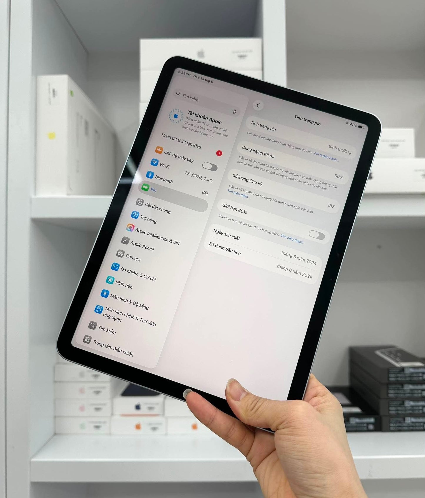 IPad Air 6 bản 128gbMàu Blue - Pin 90% - GJ69N
