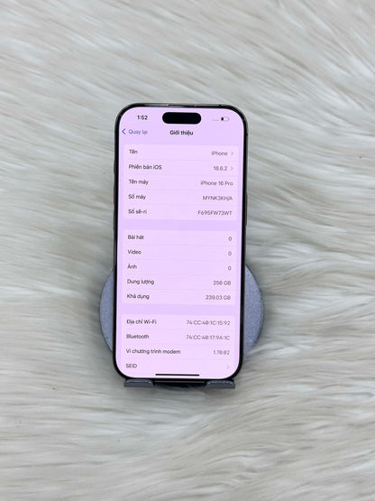 IPhone 16 Pro 256 Màu Vàng - Pin 100% sạc 160 lần - 49328 TEKU