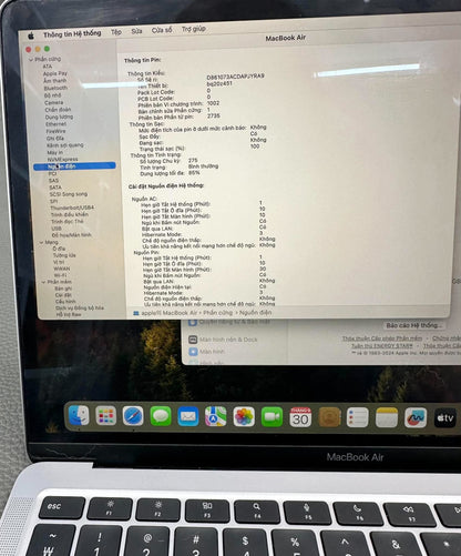 MacBook Air M1 bản 8gb/256gb Màu Xám - Pin 85% - DQ6L4  A-
