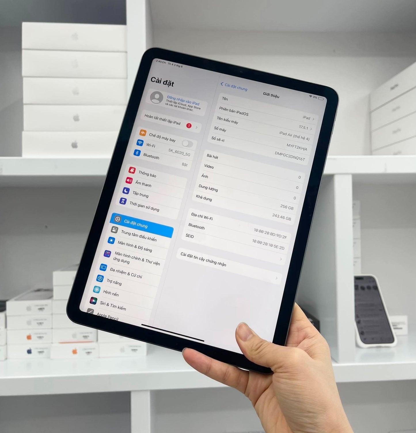 IPad Air 4 bản 256gb Màu xám - Pin 89% - NQ16T A-*