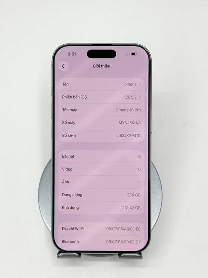 IPhone 16 Pro 256gb Màu trắng - Pin 90% - 26552 - a-