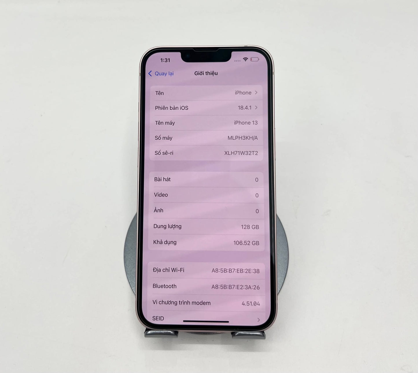 IPhone 13 bản 128Gb Màu Hồng - Pin 93% - 27593