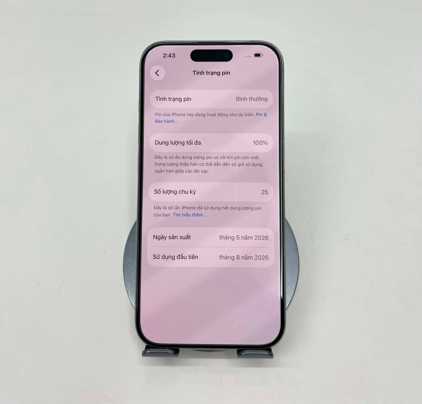 IPhone 15 Pro 256gb Màu trắng, Pin zin 100% sạc 25 lần- 67124